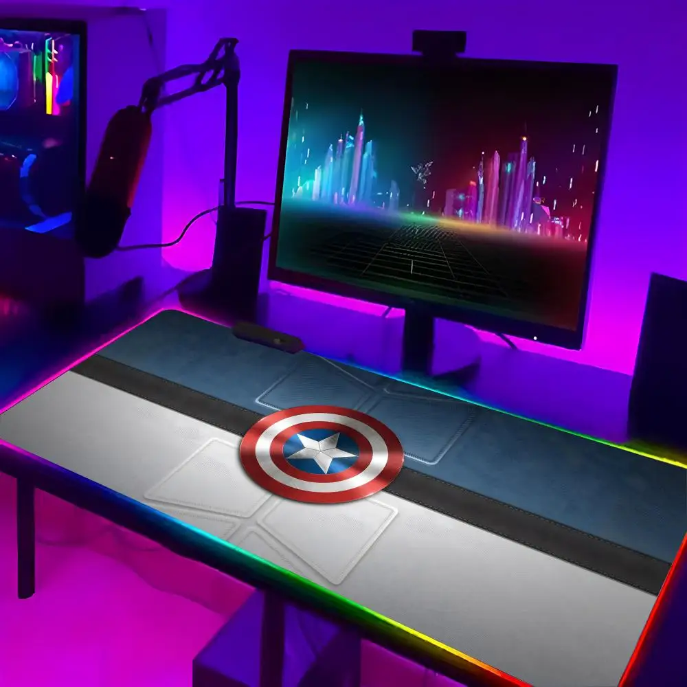 maravilhe se c captain america mouse pad miniso mouse pad led tampa do teclado rgb tapete de mesa superficie colorida impermeavel combinacao 01