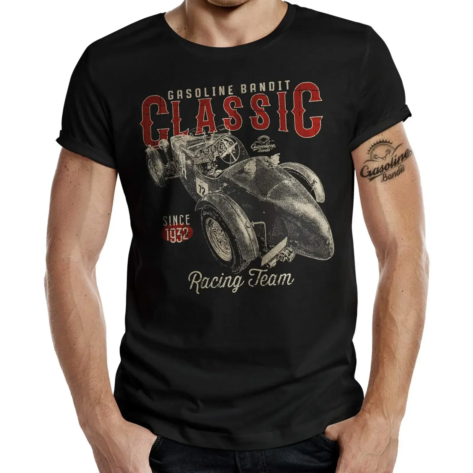 Auto Oldtimer Men's T Shirt Classic Car Racing Team vintage Washed Comfortable Versatile homme Soft designer clothes fashion