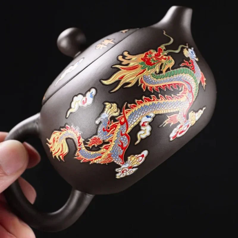 Color-Changing Dragon & Phoenix Chinese Dragon And Phoenix Colour Changing Teapot Pure Handmade Purple Sand Teapot