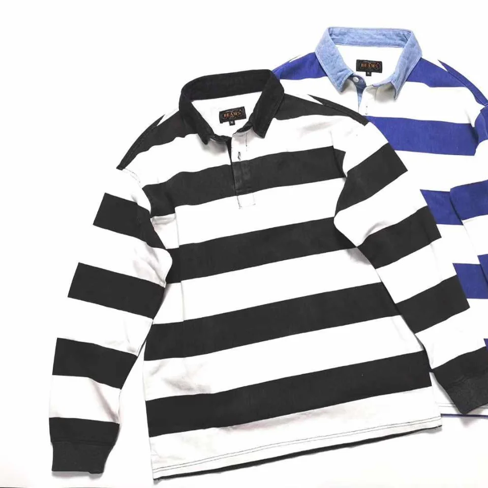 

BeamsPLUS Denim Lapel Tee Jacket Wide Stripe Design Casual Unisex Coat Trendy Streetwear