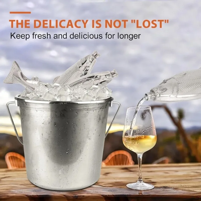 وعاء نبيذ السمك الصلب 304 من الدرجة الغذائية، قارورة مجموعة النبيذ الممتعة الأنيقة بسعة 5 أونصة للحفلات المنزلية وعطلات نهاية الأسبوع #4