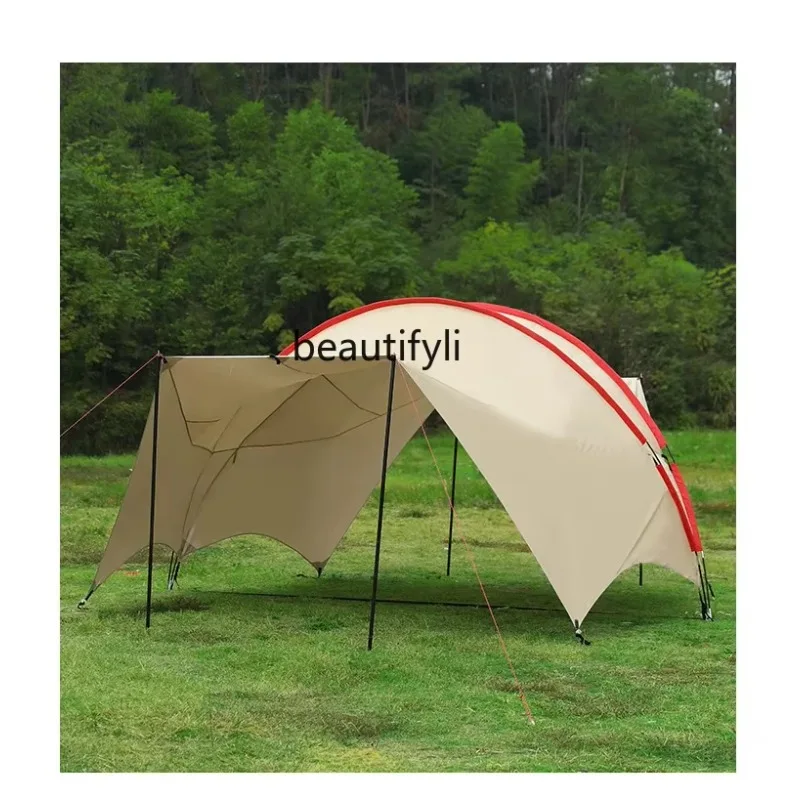 Canopy Tent Outdoor Camping Portable Super Large Black Glue Full Shading Rainproof and Sun Protection Dome  H