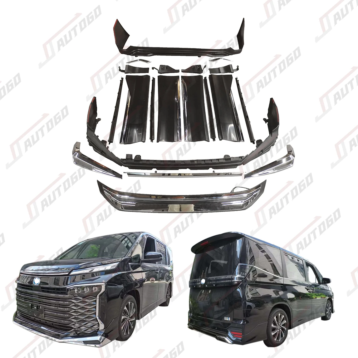 Modellista Convert Facelift Body Kit for Toyota Voxy 90 Series 2022+ Front Lip Rear Lip with Chrome Accessories