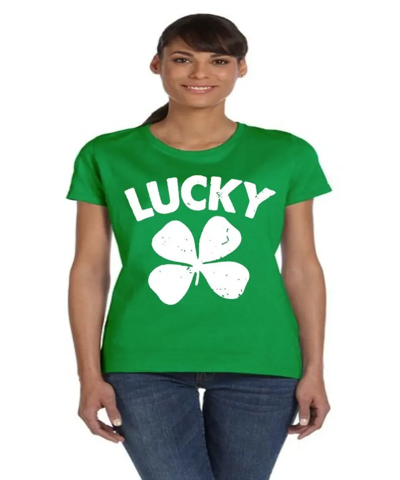 Funny St Patricks Day T shirt Women Ladies Irish Lucky Shamrock