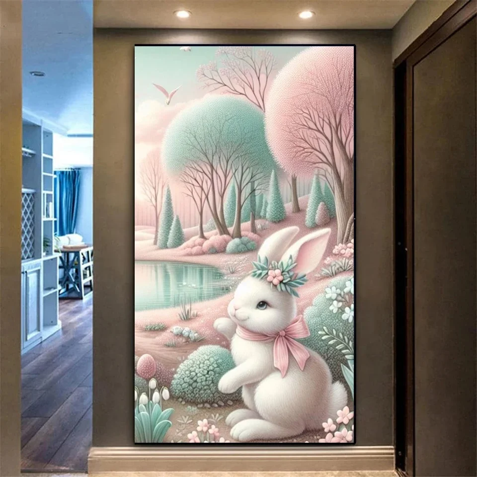 5D Diamond Painting Fantasy Garden White Rabbit Diamond Embroidery DIY Rhinestone Cross Stitch 2025 Easter Gift Home Decor