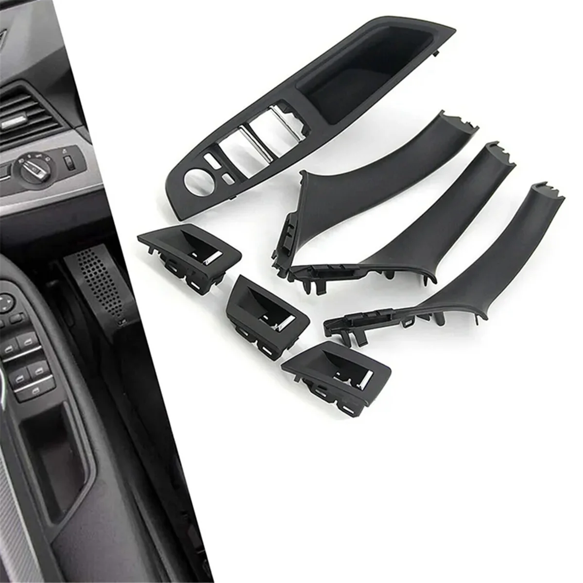 Car Inner Door Panel Handle Pull Trim Set for BMW F10 535I 550I 528I Inner Armrest Handle 51417261929 51417225873 B