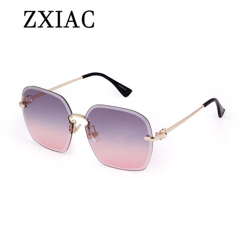 ZXIAC Hot Selling Rimless Glasses Women Men Sliced Ocean Lenses Trend Color Luxury Sun Glasses Polygonal  Irregular Eye Glasses