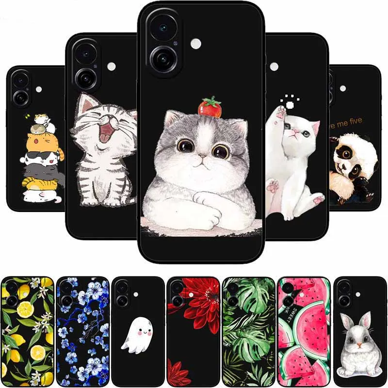 Schwarz Silikon Fall Für iphone 17 Fall Nette Cartoon Weiche Coque Für iphone 17 Zurück Abdeckung Fall Fundas Für Apple iphone 17 TPU Capas