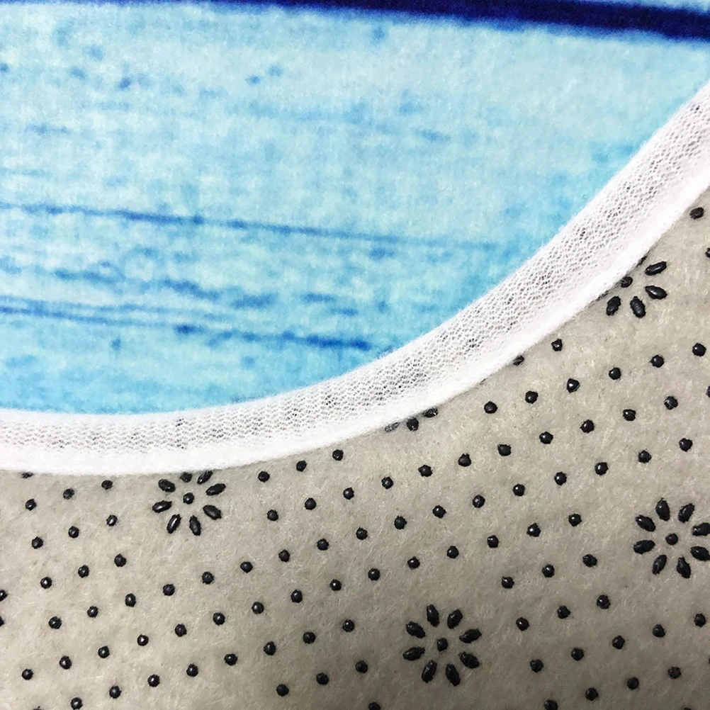 

3D Printed Bathroom Set Blue Plank Design Non Slip Toilet Floor Mat Washable Water Absorbent Quick Drying 3D Closestool