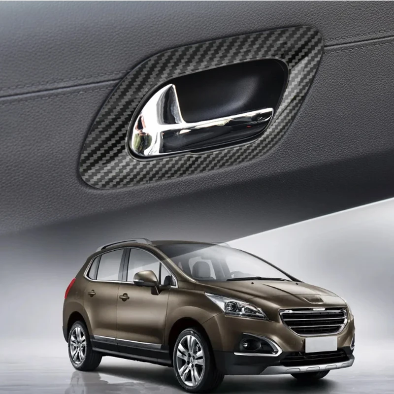 4pcs/set ABS Chrome Trim Interior Handle Cover Decoration For Peugeot 3008 2009 -2015 car Accessories