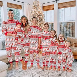 Winter Family Christmas Pajamas Set Mother Dad Kids Baby Xmas Matching Outfits Elk Print Soft Sleepwear Christmas Pajamas Family