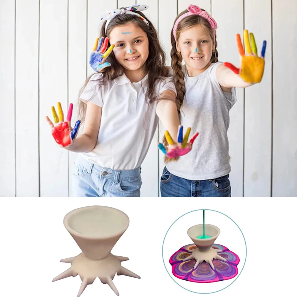 2PCS Pouring Flower Pattern Paint Split Cup Plastic DIY Painting Supplies Reusable Easy To Use Pour Cup Funnel Tools