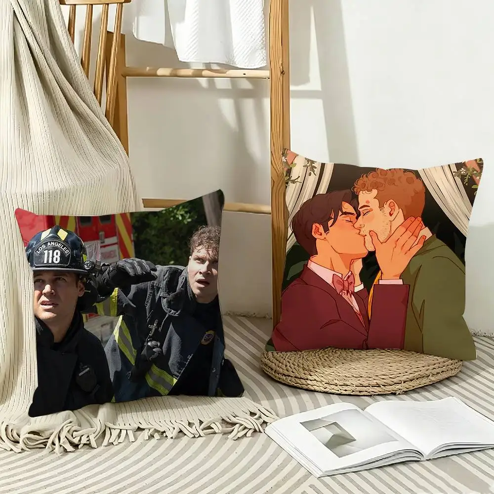 E-Evan Buckley Eddie Diaz 9-1-1 Pillow Case Pattern Printed Pillowcase For Living Room Sofa Cushion Cover
