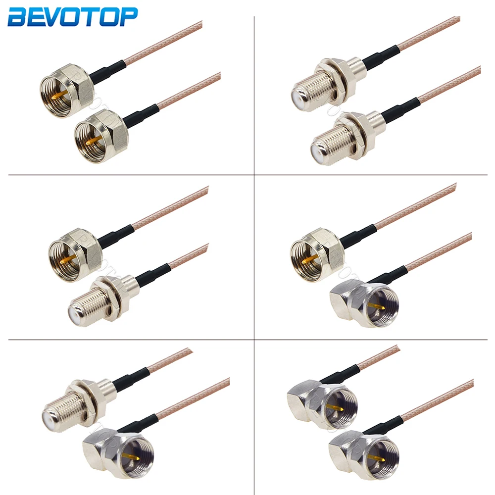 1Pcs RG316 F Male Plug to F Female Jack Connector 50 Ohm RG-316 RF Coaxial Extension Pigtail Cable for TV Set-top Box DIY Jumpe