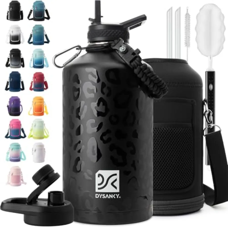 

1 Gallon Insulated Water Bottle for Gym and Hiking Thickened Stainless Steel Vacuum Metal Jug Blue BPA-Free, 128 oz with Straw,