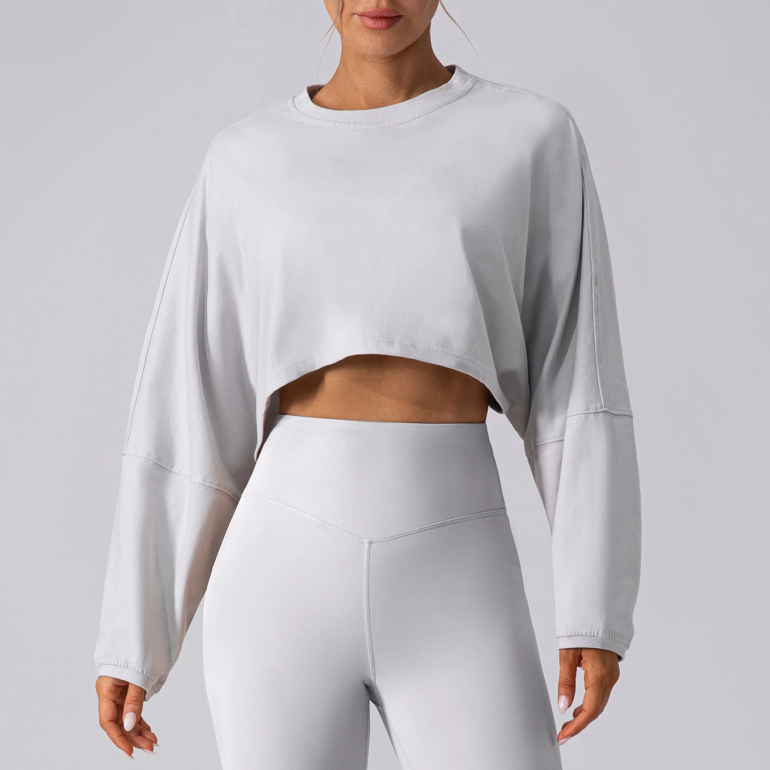 

Women Sports Crop Top Long Sleeve T-Shirts Yoga Loose Tops Gym Clothing Outdoor Fitness Running Yoga Shirts Workout Clothes