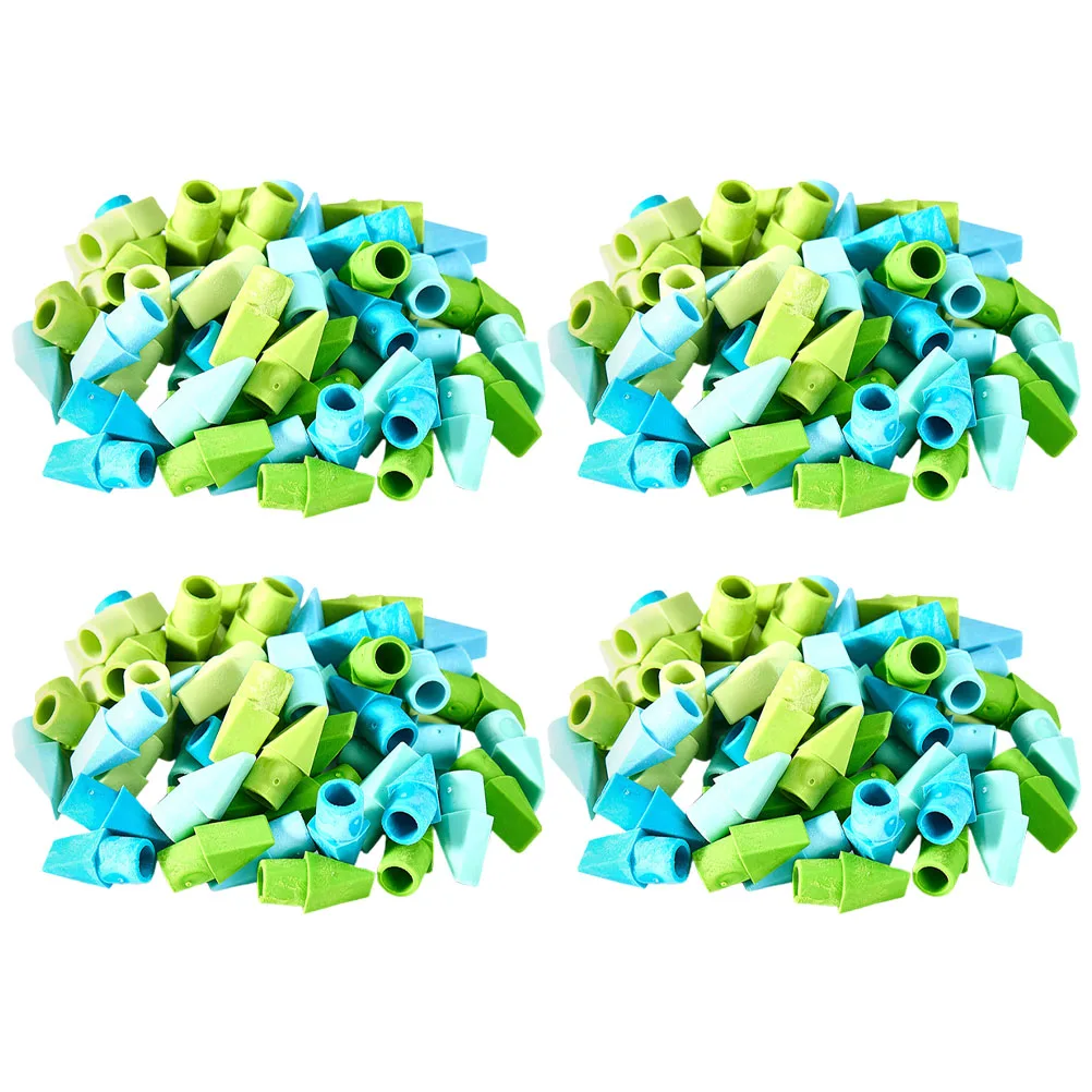 

250 Pcs Pencil Eraser Heads Cap Cute TPR Torch Shape Bulk Classroom Fun Child Tops Long Lasting Colors Protective Student