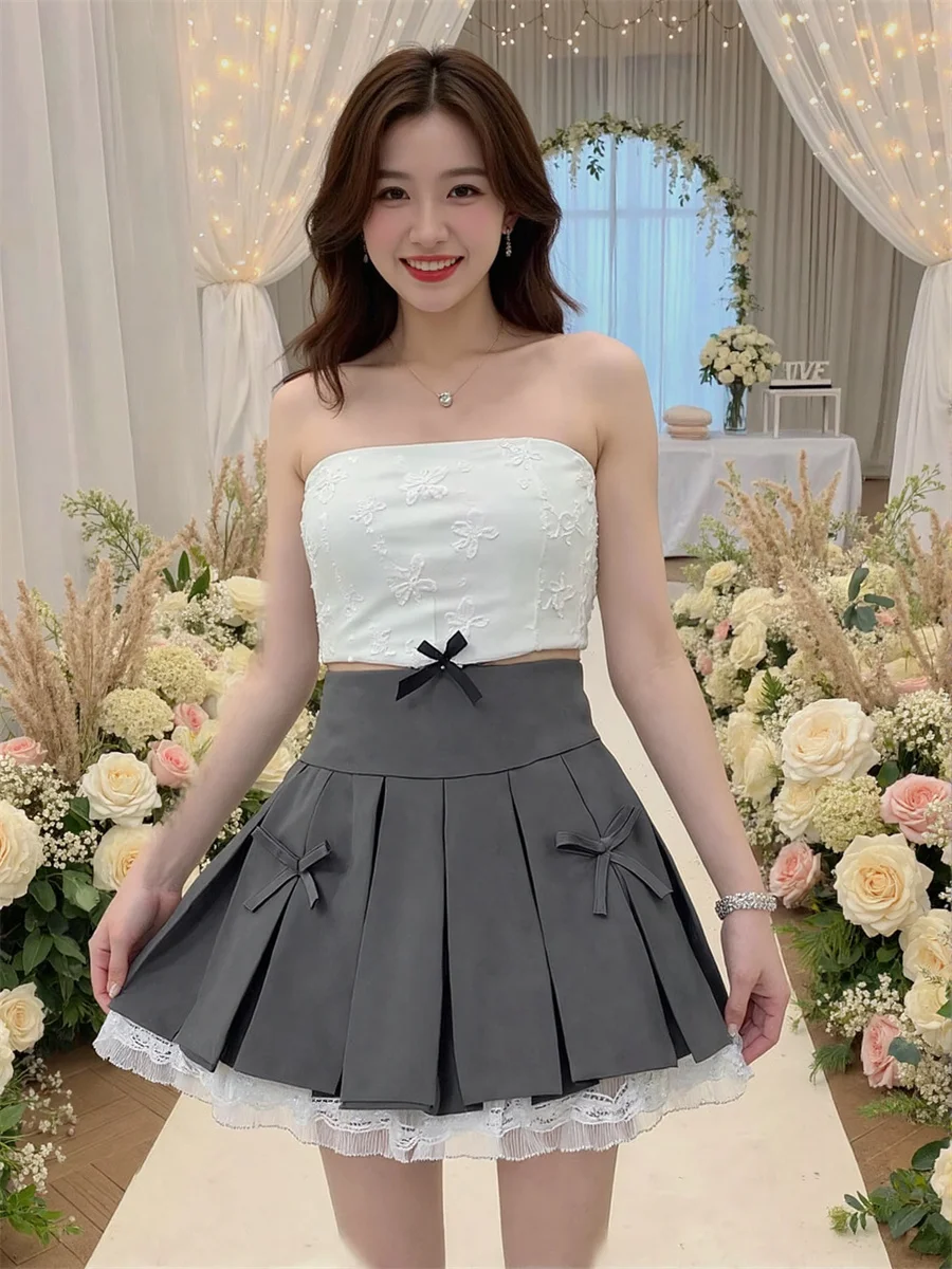 パッチワークミニレーススカート女性フォーマル女性服冬ウールミディ宴会ティーン肥厚裏地暖かいシンプルエレガント上品