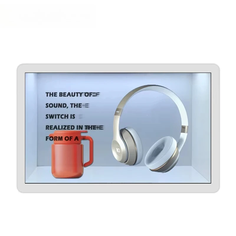 21.5/32 inch 3D transparent LCD box interactive touch display cabinet jewelry exhibition advertising display cabinet