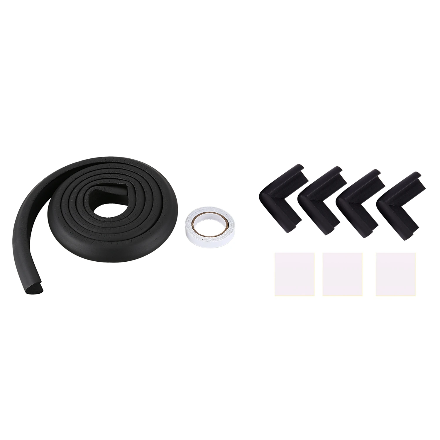 B78B-4Pcs Child Baby Safety Desk Table Edge Cover Guard Corner Protector Cushion Black & 1X 2M Children Protection Table Guard S
