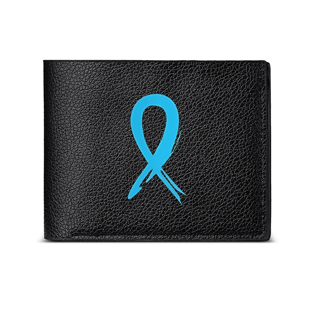 Blue Ribbon Awareness Men's Wallet Card Holder Casual Business Fashion Design Stylish Print Accessory For Everyday Use