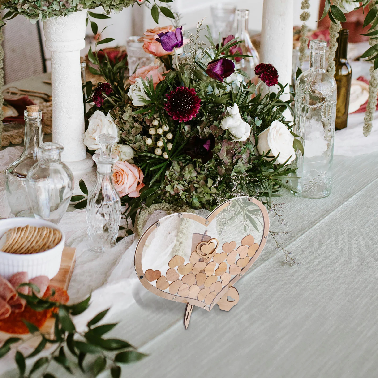 

1Set Heart-Shaped Wooden Guest Book Frame Weddings Birthdays Special Occasions Exquisite Craftsmanship Wedding Guest Book