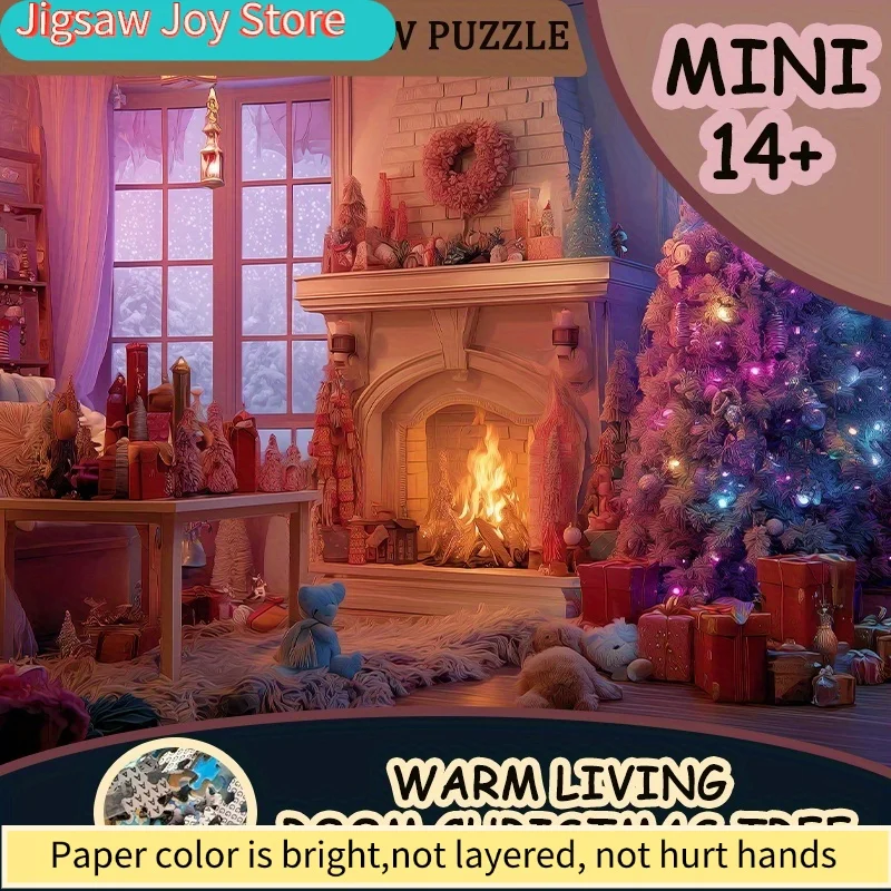 ปริศนากระดาษ 1,000 ชิ้นสำหรับผู้ใหญ่ที่มีดีไซน์เรื่อง “ต้นคริสต์มาสในห้องนั่งเล่นที่อบอุ่น” เหมาะสำหรับเกมปาร์ตี้และกิจกรรมต่างๆ