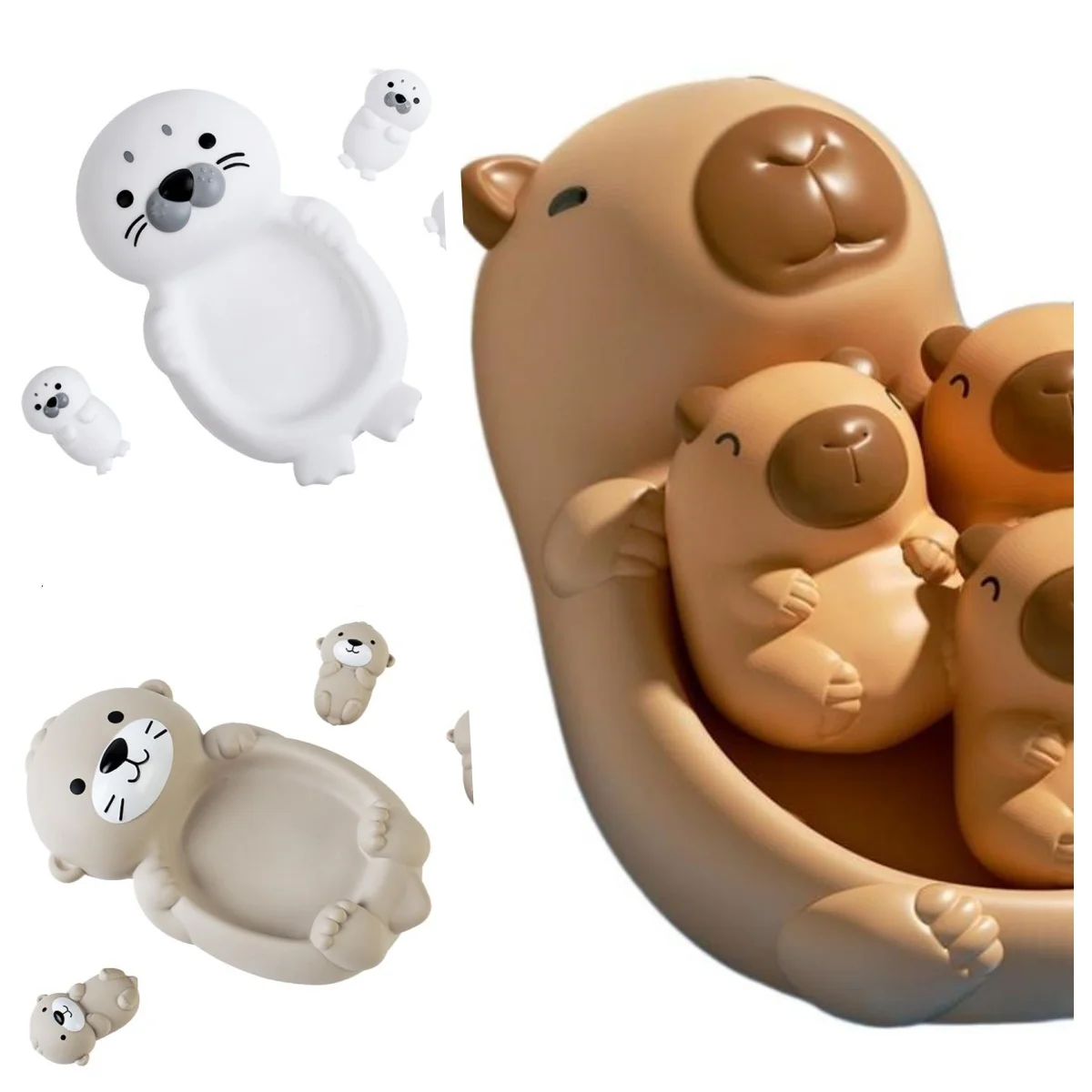 1 مجموعة لطيف الطفل الأم الحيوان ختم حوض لعبة العائمة التفاعلية المياه اللعب كابيبارا الحيوان للاستحمام بركة الشاطئ حوض الاستحمام اللعب #1