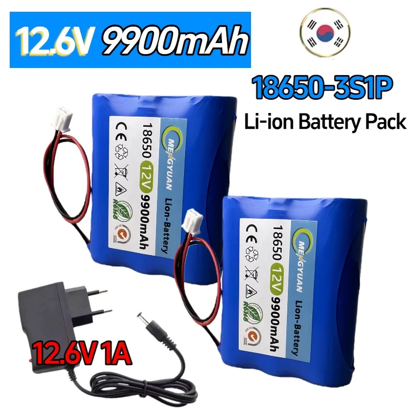 

3S1P 18650 Li-ion Battery Packs 12V 11.1V Lithium Rechargeable Battery for CCTV Camera Backup Power Supply Ups Sweeper LED Light