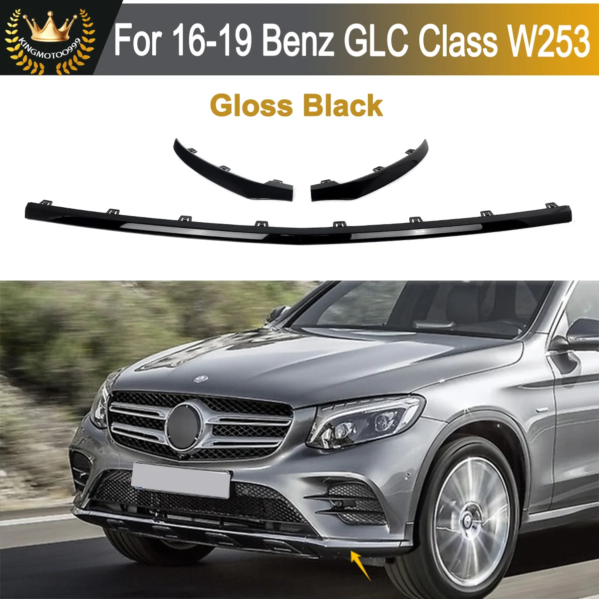 

Glossly black Front bumper Cover Molding Trims for Mercedes Benz GLC Class W253 GLC250 GLC300 2016 2017 2018 2019 2538855400