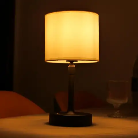 EISSLOLY 무선 LED 테이블 램프, 휴대용 패브릭 갓 책상 램프, 충전식 배터리 구동 조명, 밝기 조절 가능 조명(검은색)