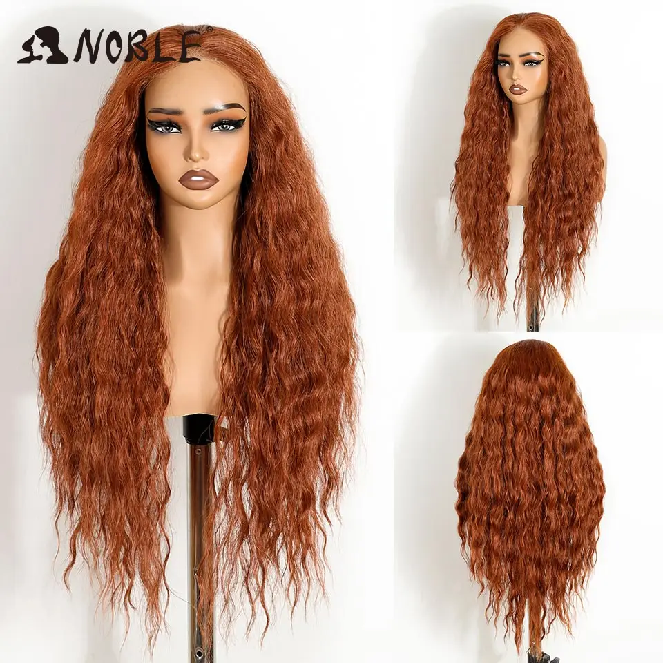 Ombre-Braun mit Highlights, lockige Perücke mit Spitze vorne, 6x4, vorgezupft, vorgekämmt, sofort tragbar, ohne Klebstoff, für schwarze Frauen, hitzebeständige Faser. – Detail 8