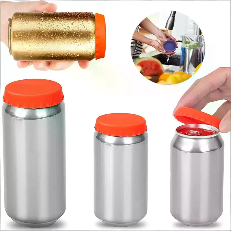 6pcs/set Silicone Soda Can Lid Reusable Can Stopper For Soda Beer Drinks Juice Standard Cans Protecto Coke Can