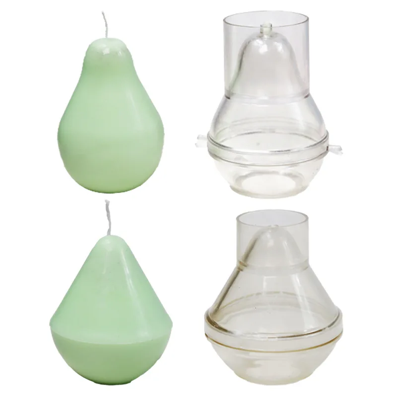 Pear Shaped PC Candle Mold Handmade DIY Fruit Pear Aromatherapy Wax High Gloss Plastic Candle Making Tool Moulds