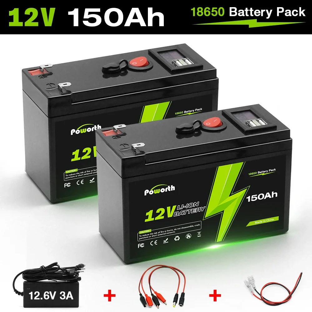 

12V 150Ah Lithium LiFePO4 Deep Cycle Battery for Solar,Fish Finder, Power Wheels, Lighting, Off-Grid Applications Built-in BMS