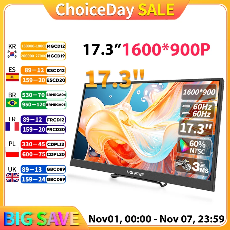 Moniteur Portable Mobile de 17.3 pouces, écran externe de jeu, PC, Compatible HDMI pour Switch, ordinateur Portable, xbox