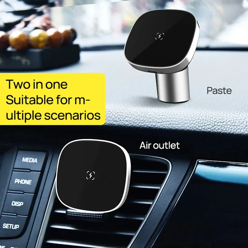 Car Wireless Charger for Iphone Pro Max Mini Series Macsafe Aluminum Magnetic Car Phone Charger Magsafe Stand