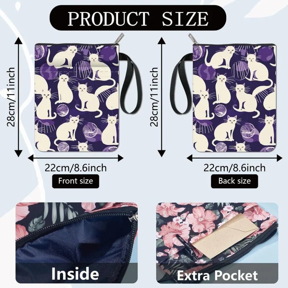 Cat Book Sleeve Animal Book Covers Book Protector for Paperbacks Washable Fabric Cloth Book Cover with Zipper and Extra Sleeve