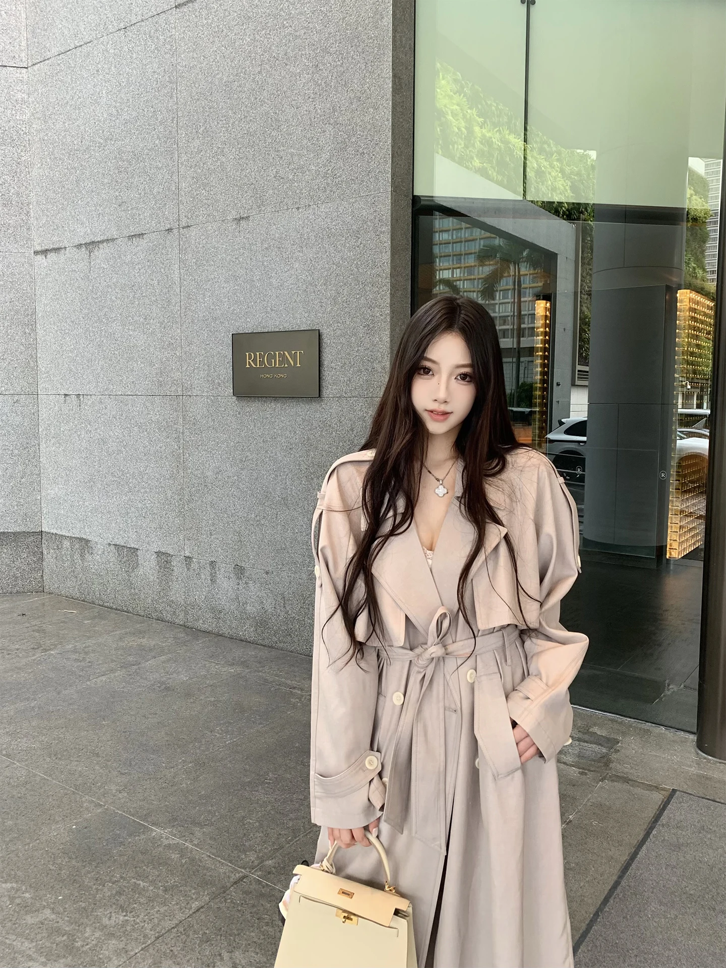 

Пальто-тренч J Studio для женщин, приталенное, ветрозащитное, с высоким воротником, 3D крой, модное, в стиле Ким Джи Вон