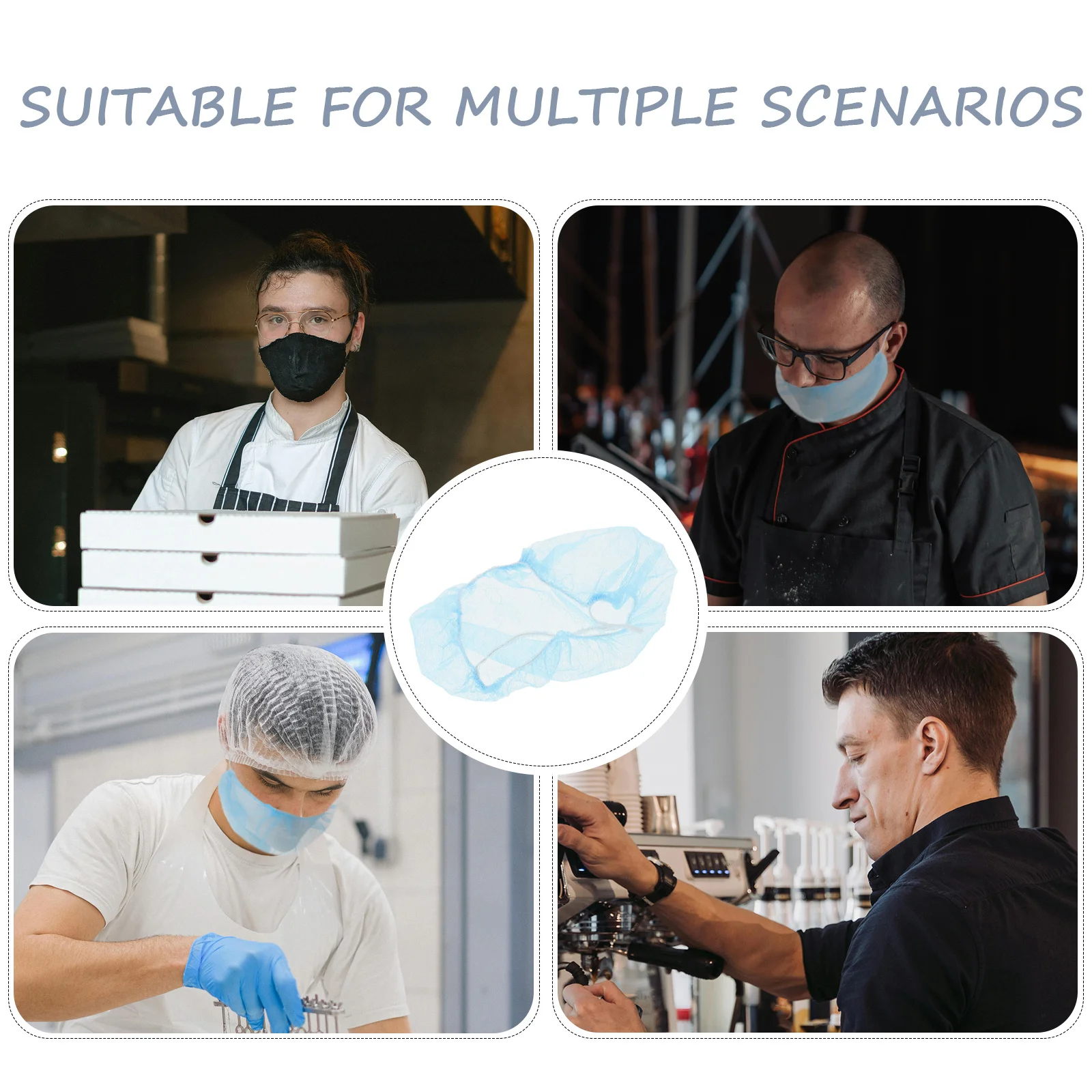 100 قطعة صافي حلقة الأذن غطاء يمكن التخلص منه غير المنسوجة تنفس مطاطا الوجه حماية الشعر خدمة الغذاء مختبر المطبخ الاستخدام الصناعي