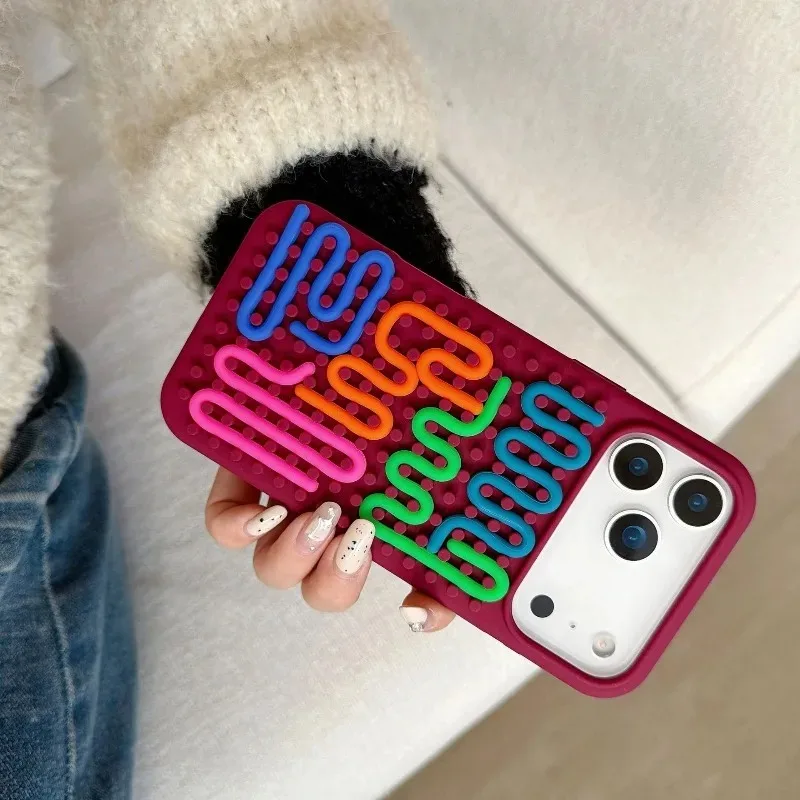Cylindrical Labyrinth Decompression Puzzle Phone Case For Apple IPhone 17 16 15 14 13 18 Pro Max Jigsaw Puzzle DIY Silicone Case view 5