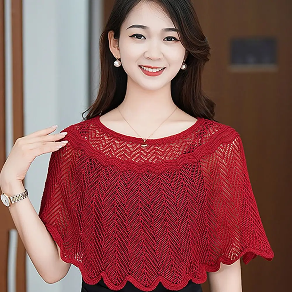 Cloak Multicolor Knitted Shawl Breathable Short Tulle Shawl Women Tops Women
