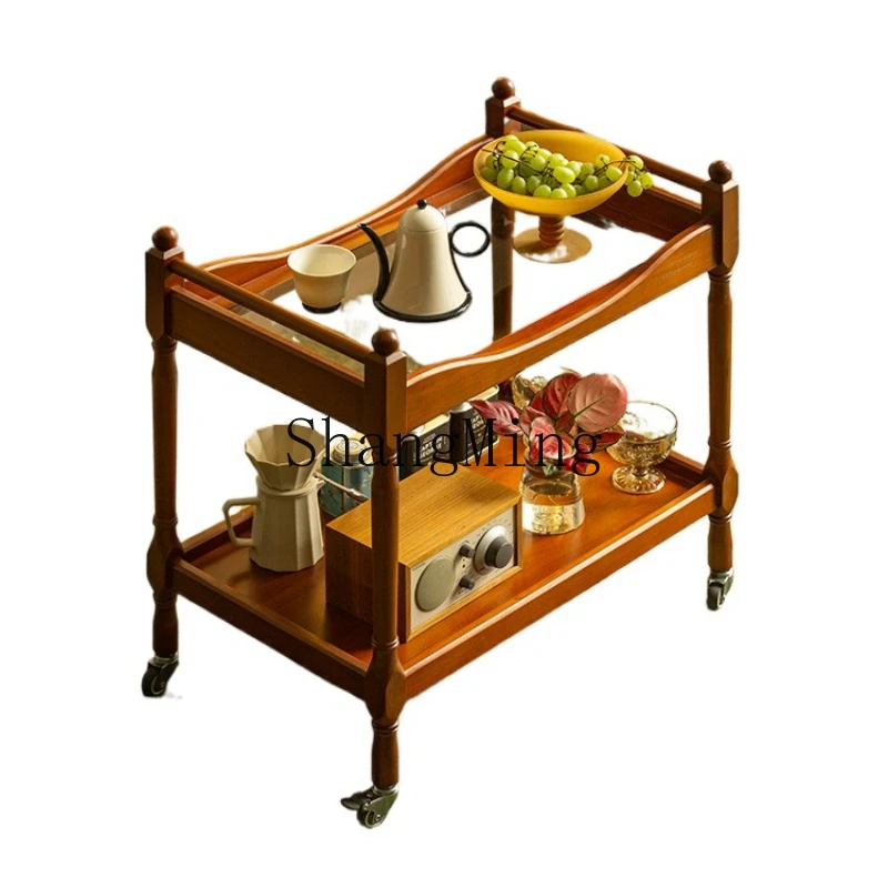 

ZYY medieval style solid wood edge few retro trolley boxwood movable sofa edge few