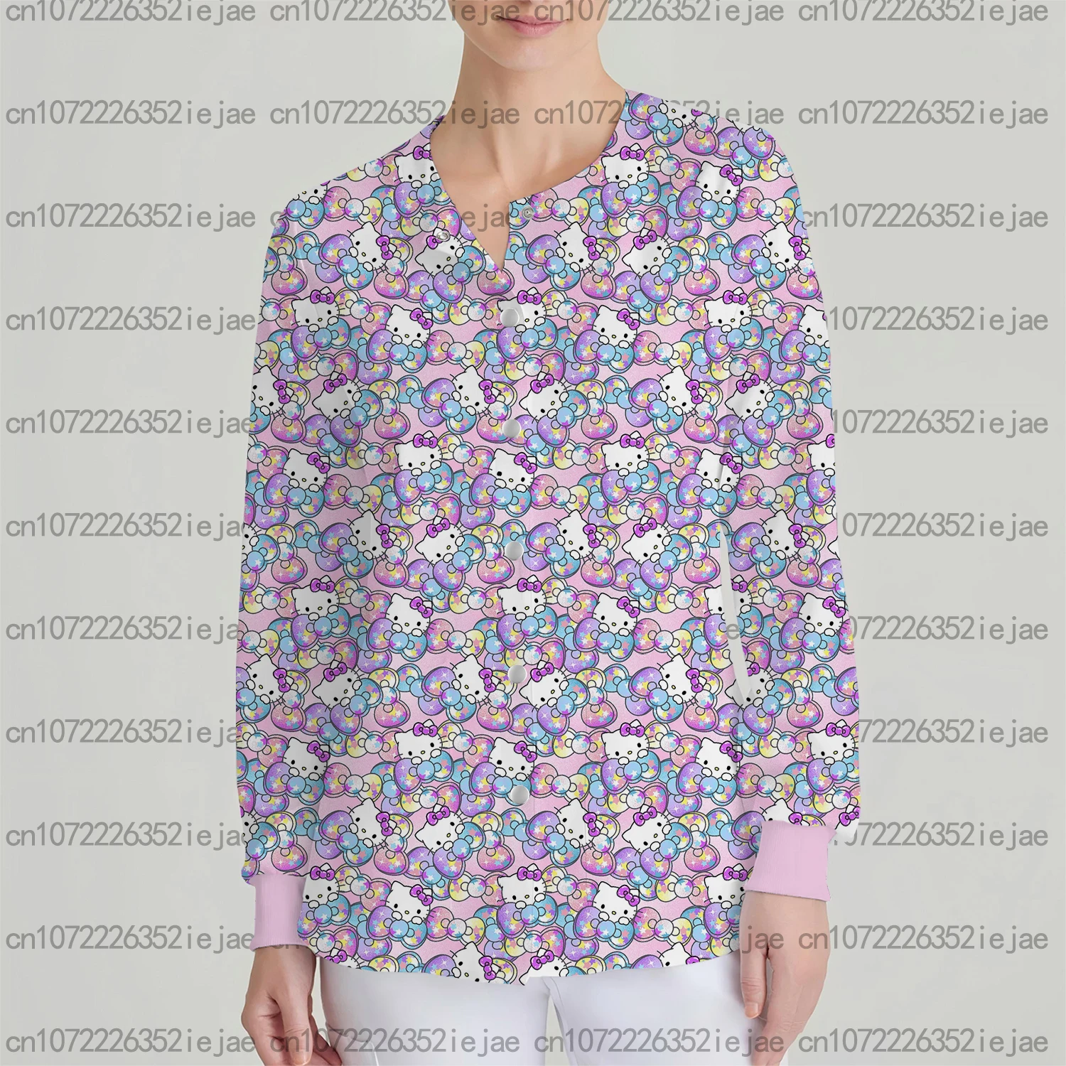 ملابس نسائية كاجوال للرضاعة من سلسلة سانريو هيلوكيتي كارتونية مطبوعة سترة بلوري سترة صوفية معطف طبي للأسنان