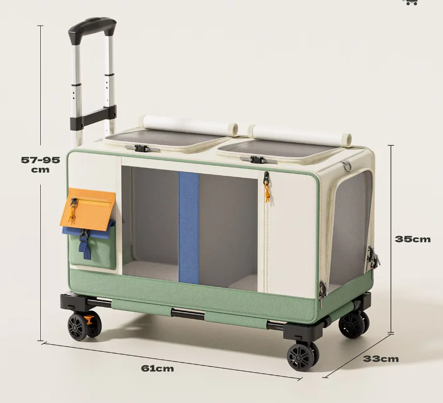 2026   NEW  Going out portable cat backpack pet trolley case double shoulder multi-cat enlarged capacity air case