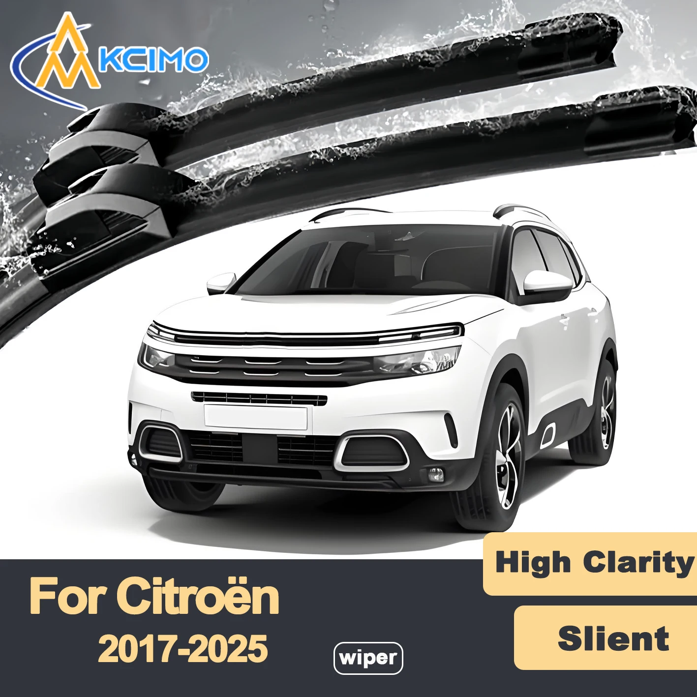 

Премиум резиновые прочные бесшумные щетки стеклоочистителя, 2 шт. для Citroen C5 Aircross 2017-2025, набор щеток переднего стеклоочистителя