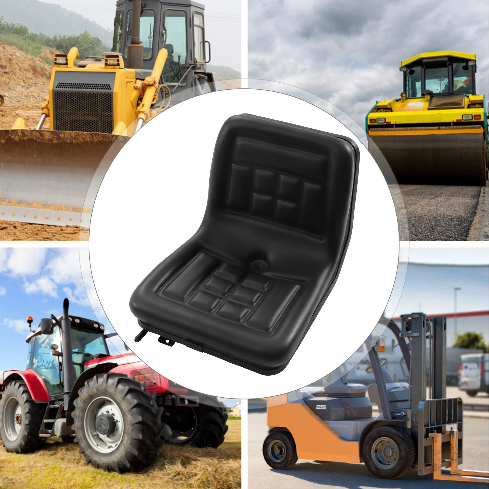 

Universal Tractor Seat, Forklift Seat with Adjustable Slider, Iron Base, PVC Cushion, for Construction & Agricultural Machiner