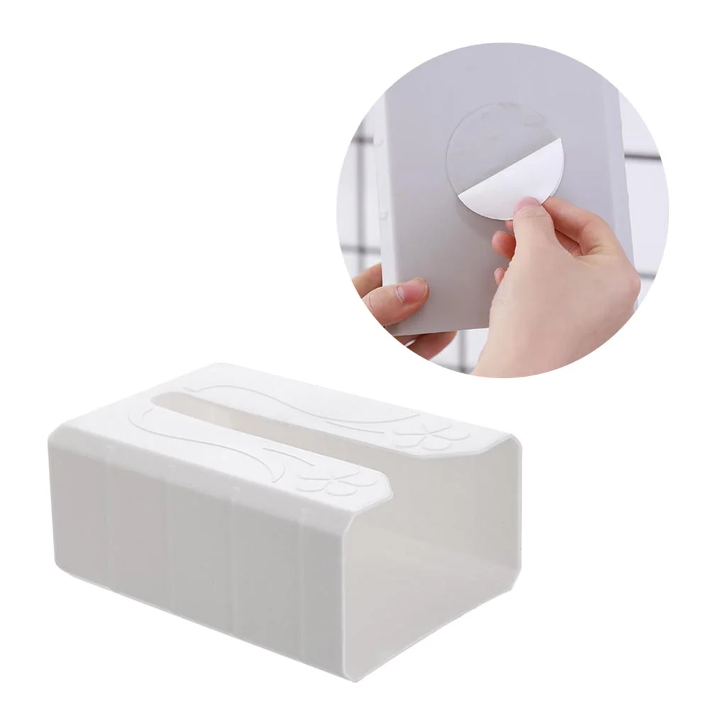 

Kitchen Paper Towel Holder Tissue Box No Drilling Adhesive Tissue Storage Box Container (White) tissue paper box