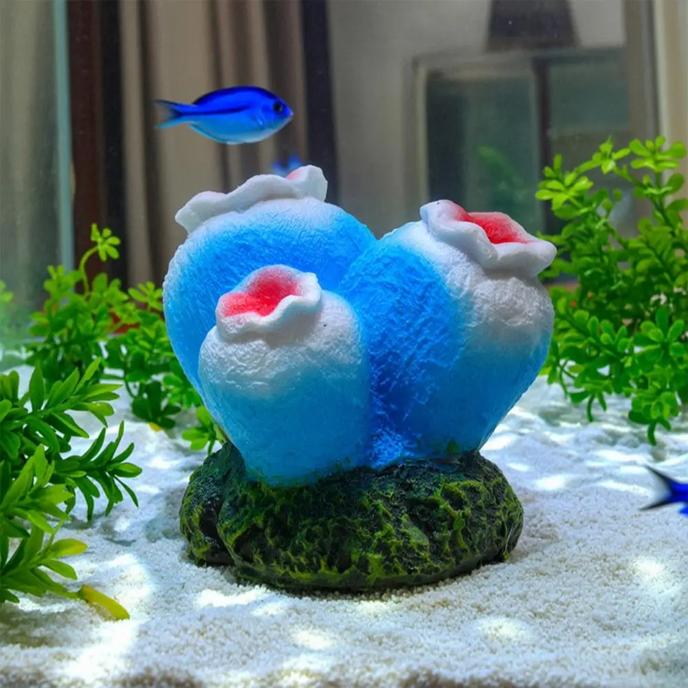 Fish Tank Decoration Aquarium Decor Resin Aquarium Bubbler Shell Decoration Resin Volcano Coral Air Pump Ornament Fish for Betta
