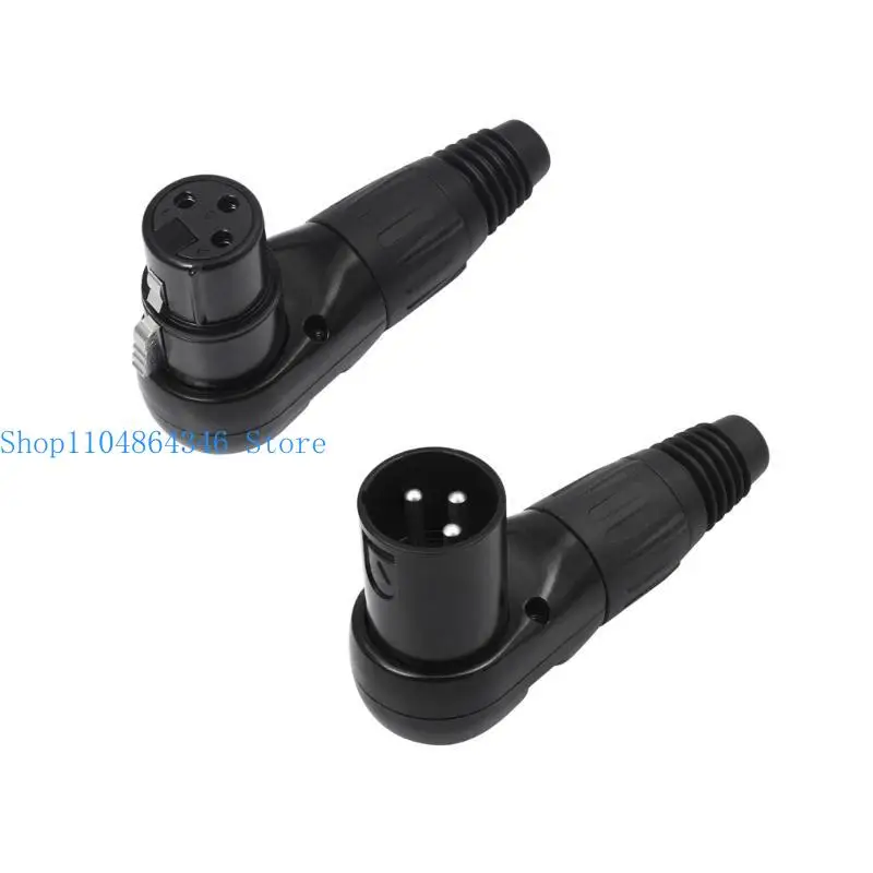 652F Adjustable 3 Pin Female/Male Connector for Sound Equipment Black